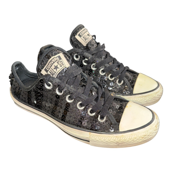 Converse Shoes - Converse Black Sequin low top size 7